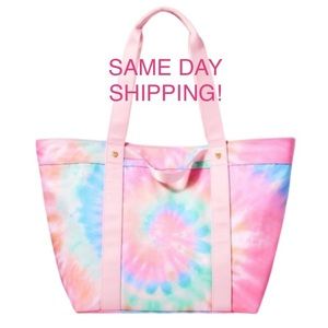 STONEY CLOVER LANE Rainbow Tie Dye Tote Bag Beach Bag